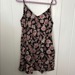 Lands' End Black and Pink Spaghetti Strap Sundress